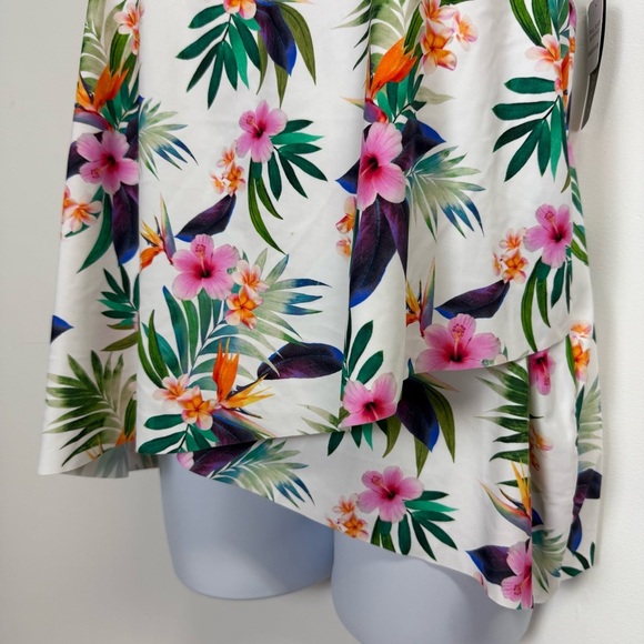Island Escape Tankini Swimsuit Top 24W White Tropical Floral Full Bust Support - Picture 3 of 9